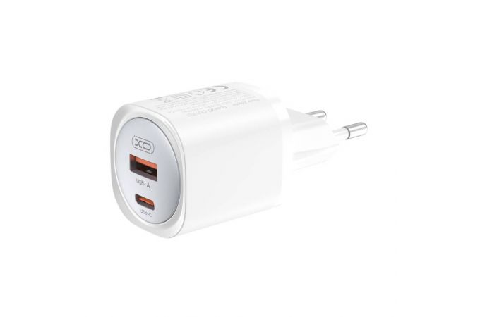 Сетевое зарядное устройство USB + USB-C XO CE21(EU) PD30W/PPS33W Fast Charger White