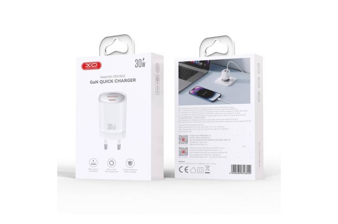 Сетевое зарядное устройство USB + USB-C XO CE21(EU) PD30W/PPS33W Fast Charger White