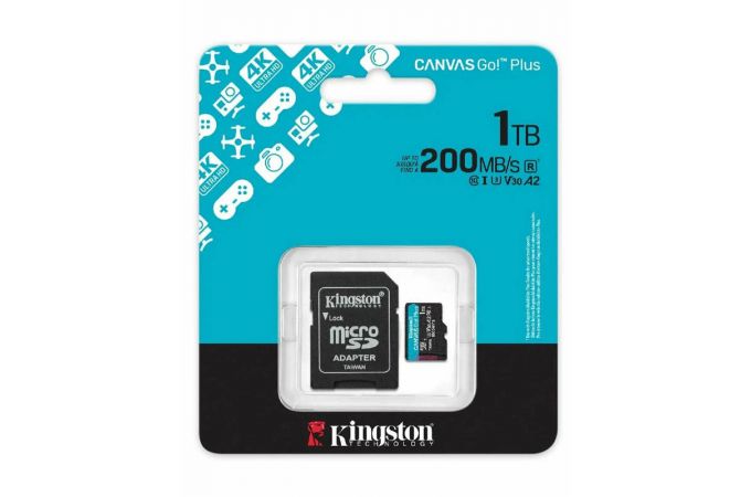 Карта памяти MicroSDXC_1 Tb Kingston Canvas Go Plus 200Mb/s A2 U3 V30 / R200Mb/s/W160Mb/s / SDCG4/1TB