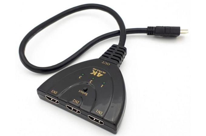 Переключатель 3 HDMI (мама) - HDMI (папа) UltraHD 4K
