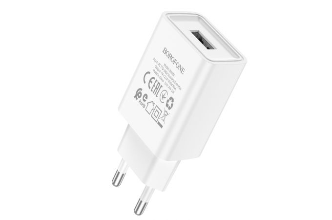 Сетевое зарядное устройство USB BOROFONE BA68A Glacier single port 2100mAh (белый)