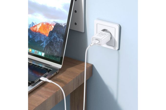 Сетевое зарядное устройство USB + кабель MicroUSB BOROFONE BA68A Glacier 2100mAh (белый)