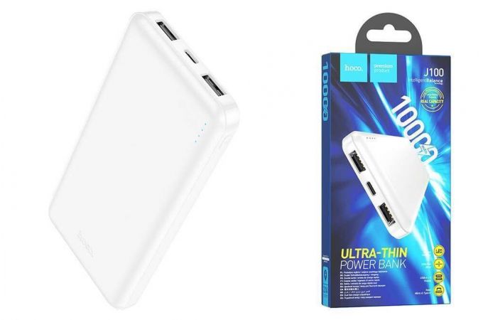 Универсальный дополнительный аккумулятор Power Bank HOCO J100 (10000 mAh) (белый)