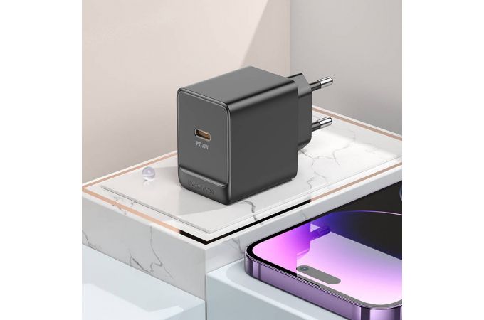 Сетевое зарядное устройство USB + USB-C + кабель Lightning - Type-C BOROFONE BAS15A Erudite PD30W + QC3.0 (черный)