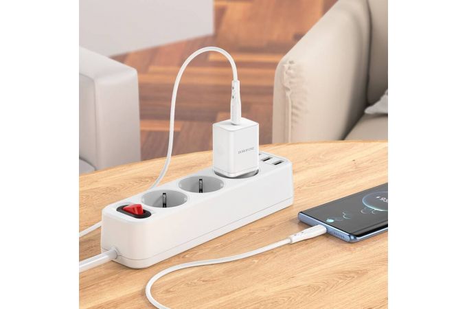 Сетевое зарядное устройство USB-C + кабель Type-C BOROFONE BN6 Field PD20W (белый)
