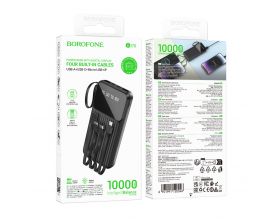 Универсальный дополнительный аккумулятор Power Bank BOROFONE BJ76 Smart портативный аккумулятор с 4 кабелями (10000mAh)