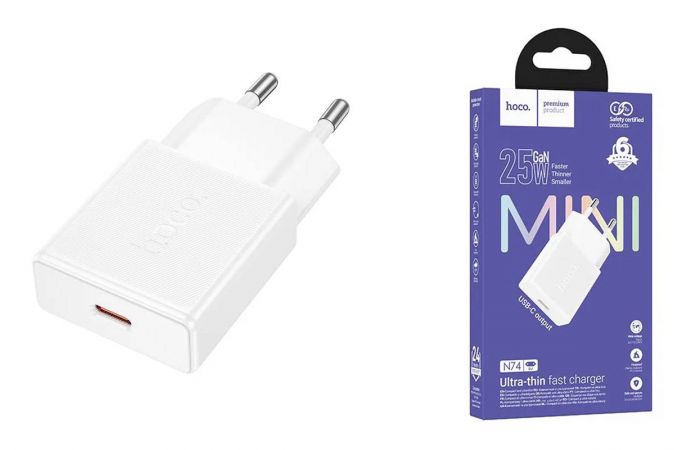 Сетевое зарядное устройство СЗУ USB-C HOCO N74 25W (Белый)