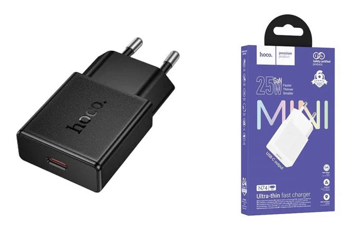 Сетевое зарядное устройство СЗУ USB-C HOCO N74 25W (Черный)