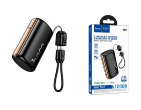 Универсальный дополнительный аккумулятор Power Bank Hoco Q50 10000mAh (PD20W)  встроенный кабель Apple (Черный)