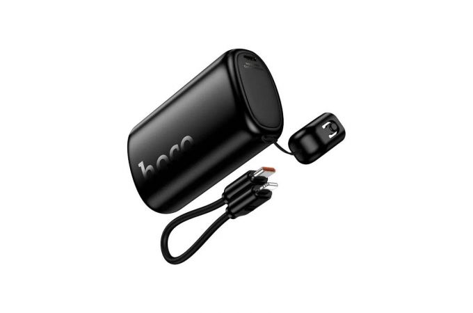 Универсальный дополнительный аккумулятор Power Bank Hoco Q50 10000mAh (PD20W)  встроенный кабель Apple (Черный)