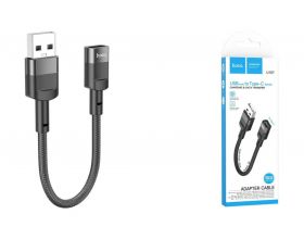 Переходник U107 USB на Type-C 10 сантиметров (Черный)