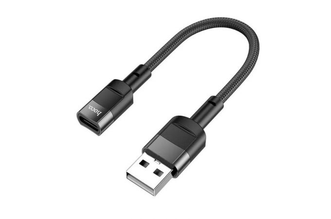 Переходник U107 USB на Type-C 10 сантиметров (Черный)