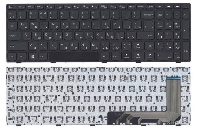 Клавиатура для ноутбука Lenovo IdeaPad 110-15ISK черная с рамкой