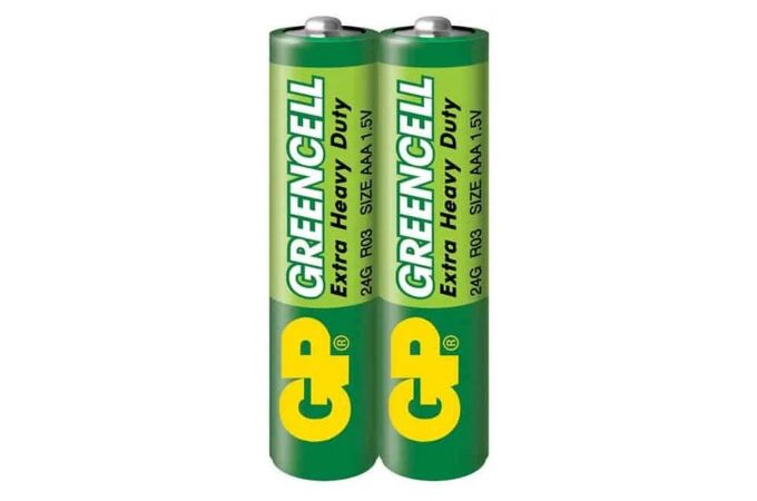 Батарейка солевая GP R03 AAA/2SH Greencell (цена за спайку 2 шт)