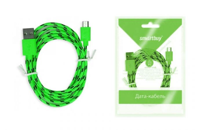 Кабель USB - MicroUSB SMARTBUY iK-12n (зеленый) 1,2м