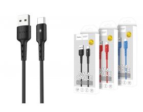 Кабель USB - USB Type-C HOCO X30, 2A (черный) 1,2м (LED индикатор)