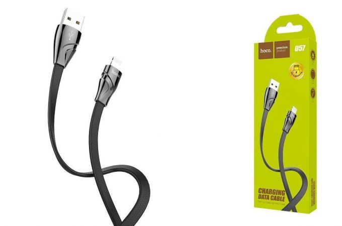 Кабель USB - Lightning HOCO U57, 2,4A (черный) 1,2м