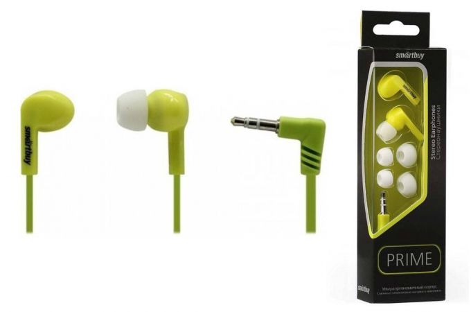 Наушники вакуумные проводные Smartbuy PRIME SBE-160 3 пары вставок (желтый)