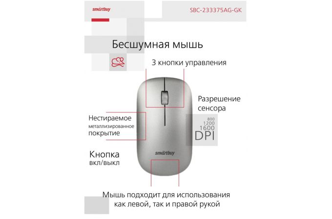 Комплект клавиатура+мышь беспроводной Smartbuy ONE 233375AG (SBC-233375AG-GK) (черно-серый)