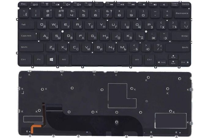 Клавиатура для ноутбука Dell XPS 12 13 черная с подсветкой