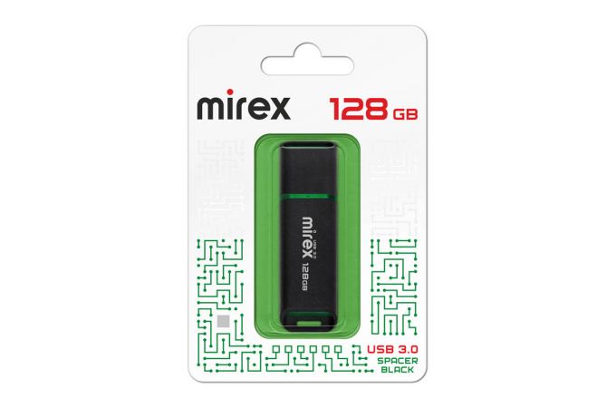 Флешка USB 3.0 Mirex 128 ГБ SPACER BLACK 128GB (ecopack)