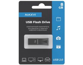 USB флеш накопитель  8 Gb Maxvi MK2 Dark grey монолит, металл  / FD8GBUSB20C10MK2