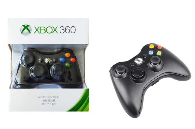 Геймпад беспроводной для X-BOX 360 черный (упаковка светлая, картон)