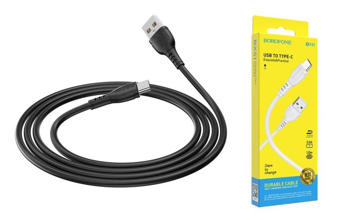 Кабель USB - USB Type-C BOROFONE BX51, 3A (черный) 1м