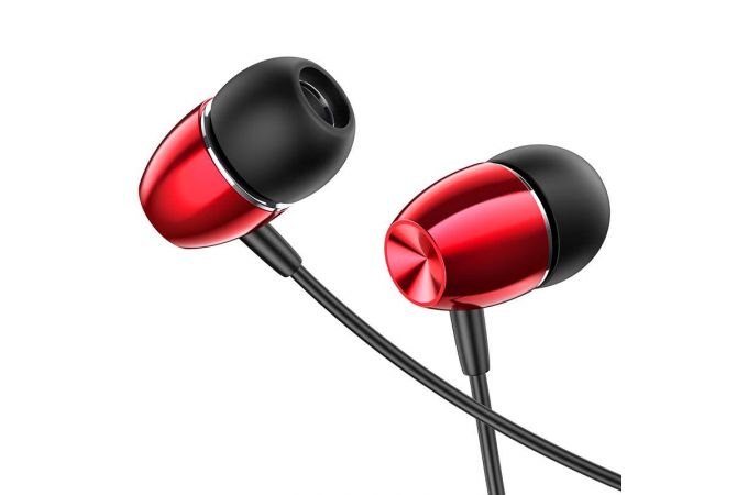 Наушники вакуумные проводные BOROFONE BM57 Platinum Universal earphones with microphone (красный)