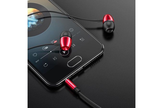 Наушники вакуумные проводные BOROFONE BM57 Platinum Universal earphones with microphone (красный)