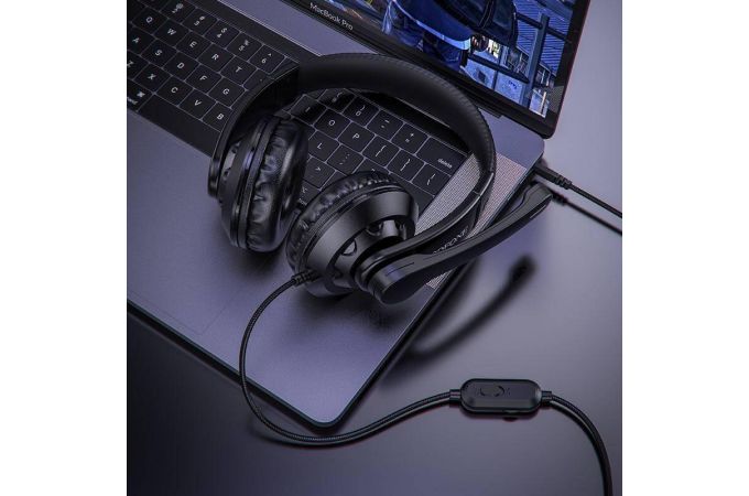Наушники мониторные проводные с микрофоном BOROFONE BO102 Amusement gaming headphones (черный)