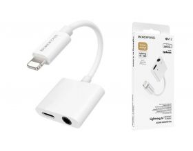 Переходник BOROFONE BV12 (штекер Lightning - гездо Lightning + 3,5) 10 см