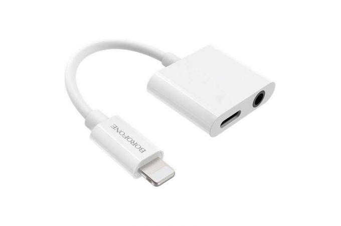 Переходник BOROFONE BV12 (штекер Lightning - гездо Lightning + 3,5) 10 см