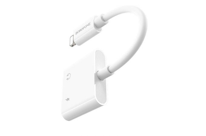Переходник BOROFONE BV12 (штекер Lightning - гездо Lightning + 3,5) 10 см