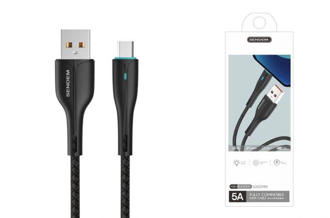 Кабель USB - MicroUSB SENDEM M18 5A (черный) 1м