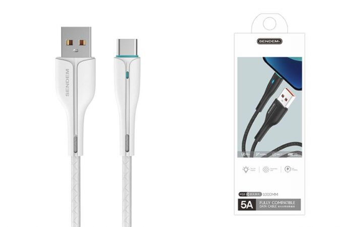 Кабель USB - USB Type-C SENDEM M18 5A (белый) 1м