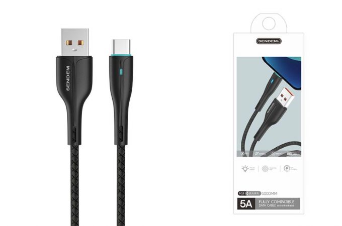 Кабель USB - USB Type-C SENDEM M18 5A (черный) 1м