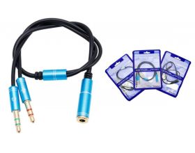 Конвертер переходник аудио Орбита OT-AVC44 Синий (штекер Джек 3,5 мм на 2 гнезда 3,5 мм) (УПАКОВКА 10шт)