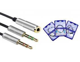 Конвертер переходник аудио Орбита OT-AVC44 Серебро (штекер Джек 3,5 мм на 2 гнезда 3,5 мм) (УПАКОВКА 10шт)
