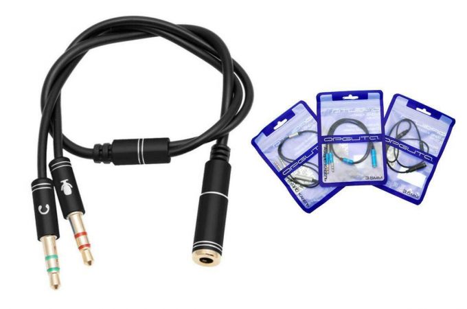 Конвертер переходник аудио Орбита OT-AVC44 Черный (штекер Джек 3,5 мм на 2 гнезда 3,5 мм) (УПАКОВКА 10шт)