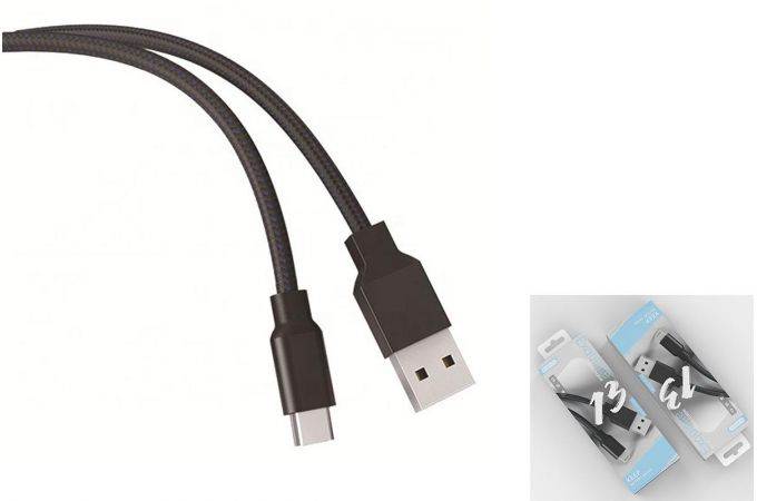 Кабель USB - USB Type-C EZRA DC13, 2.1A (черный) 1.2м (в оплетке)