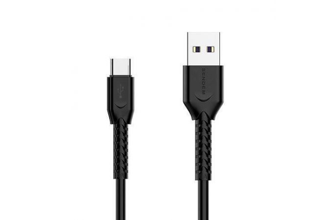 Кабель USB - USB Type-C SENDEM T8 6A (черный)1м