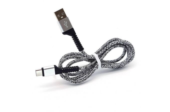 Кабель USB - USB Type-C Орбита OT-SMT19 2.4A (серебряный) 1м (в оплетке)
