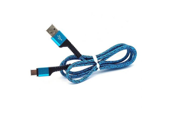 Кабель USB - USB Type-C Орбита OT-SMT19 2.4A (синий) 1м (в оплетке)
