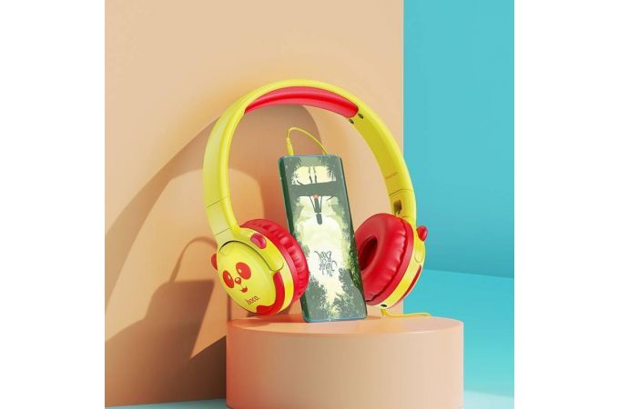Наушники мониторные проводные HOCO W31 Childrens headphones (желтый, панда)