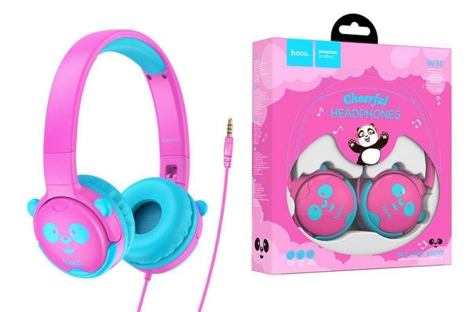Наушники мониторные проводные HOCO W31 Childrens headphones (розовый, панда)