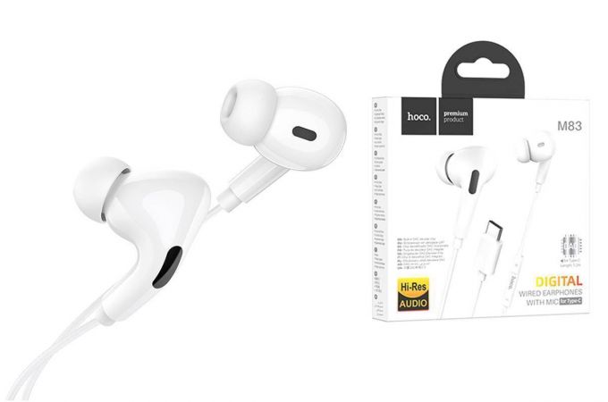Наушники вакуумные проводные HOCO M83 штекер Type-C (белый)