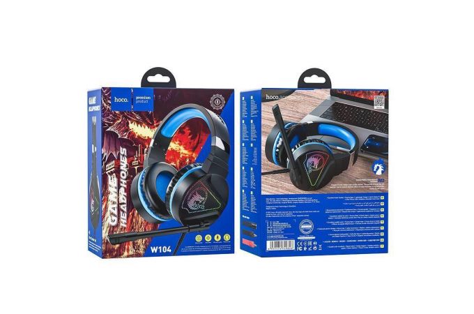 Наушники мониторные проводные HOCO W104 Drift gaming headphones (черно-синий)