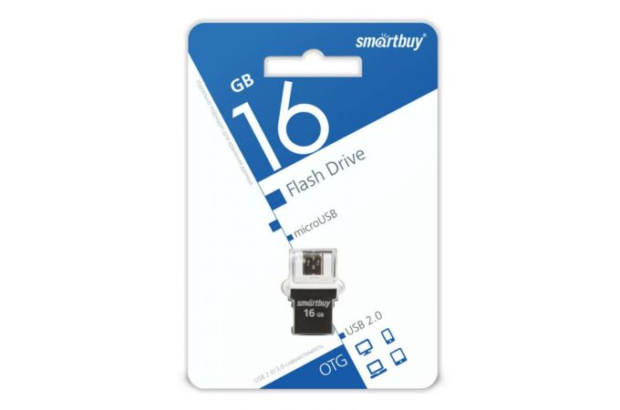 Флешка USB 2.0 Smartbuy 16GB OTG POKO series Black (SB16GBPO-K)