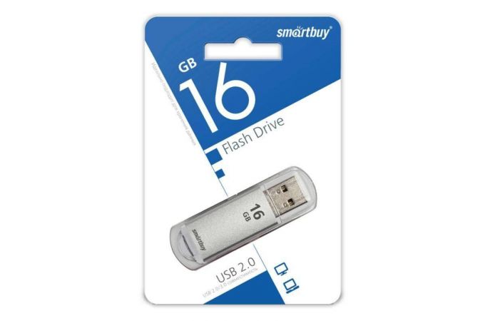 Флешка USB 2.0 Smartbuy 16GB V-Cut Silver (SB16GBVC-S)